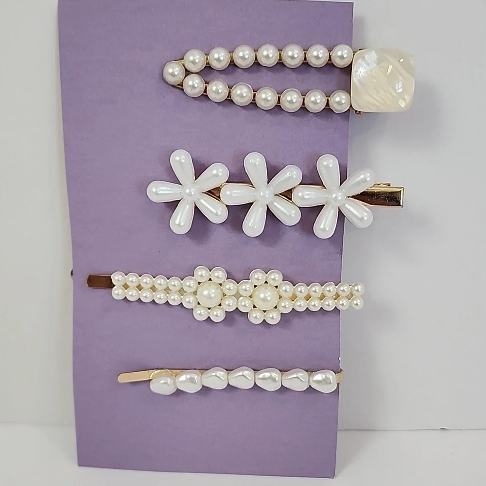 Pearl Cake Birthday Card + Set Of 4x (four) Hair Clips Burgoyne KJS Industrie
